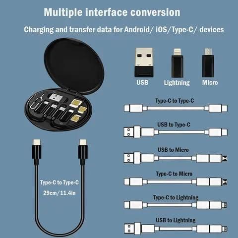 5 in 1 Fast Charging Travel Cabel Set With Phone Stand