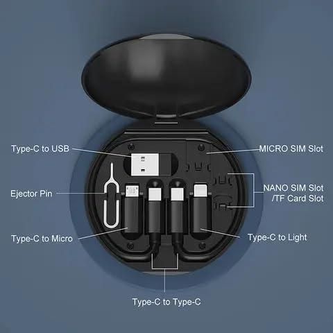 5 in 1 Fast Charging Travel Cabel Set With Phone Stand