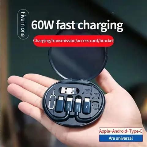 5 in 1 Fast Charging Travel Cabel Set With Phone Stand