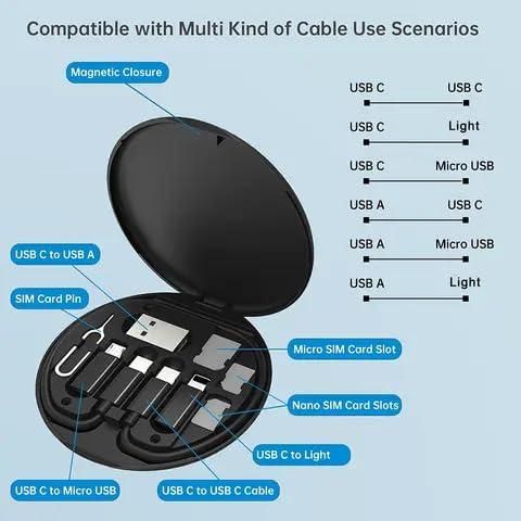 5 in 1 Fast Charging Travel Cabel Set With Phone Stand